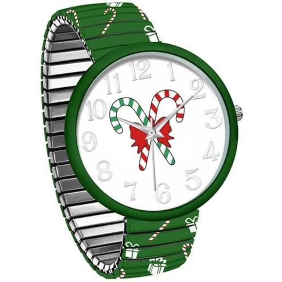 Blekon Christmas Theme Women Watch Large 38mm White Face Stretch Band Watches main image 5